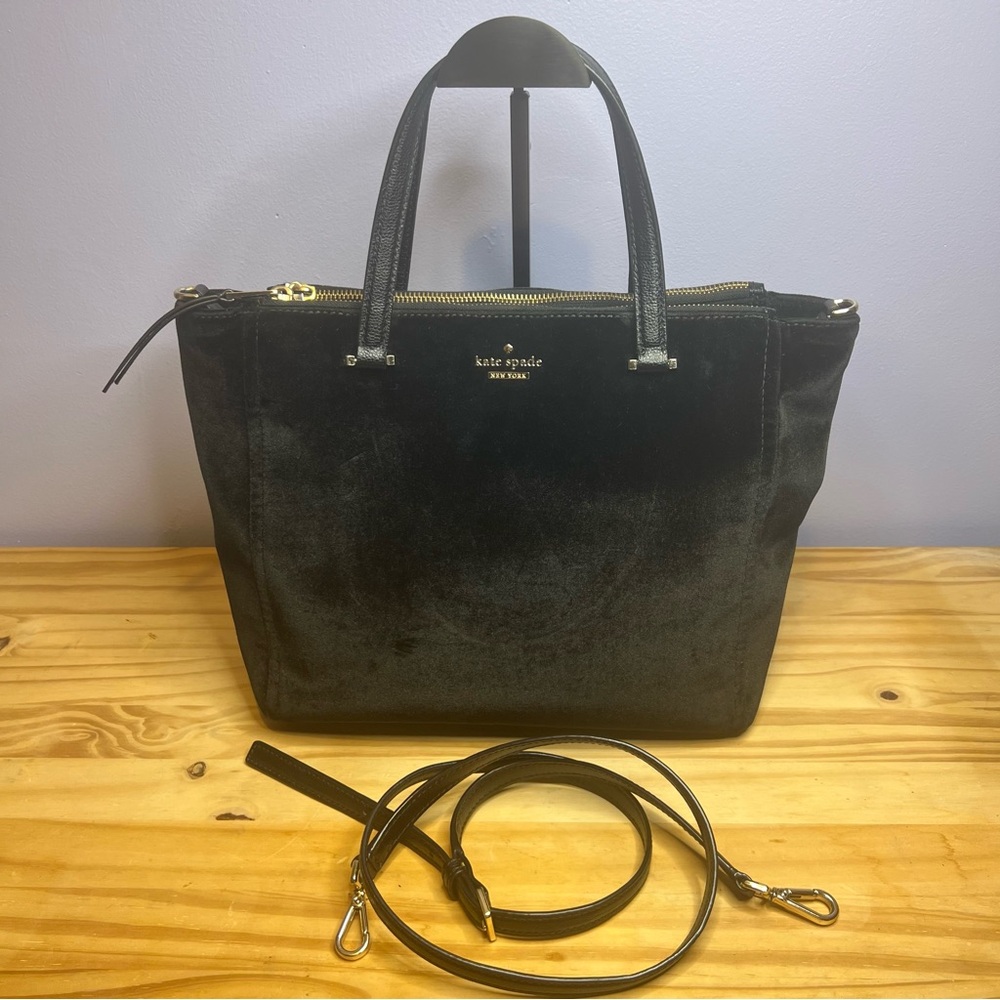kate spade dawn black velvet mini kona classic satchel crossbody